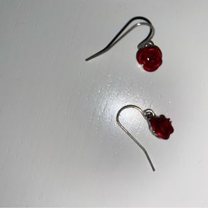 Red rose earrings